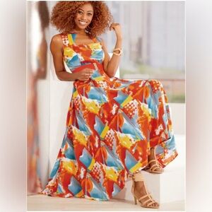 Ashro Multicolor Abstract Dress